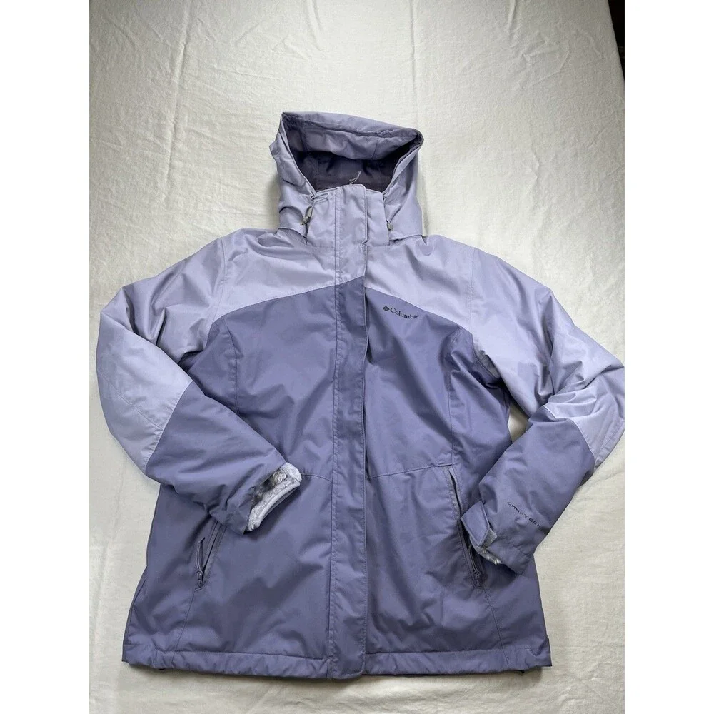 Columbia Bugaboo II Womens Large 3-in-1 Fleece Interchange Jacket Purple Coat